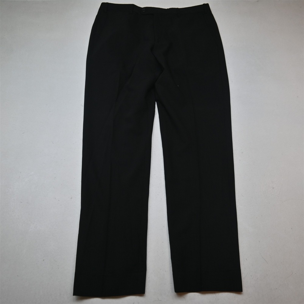 Santorelli 36x34 Black 100% Wool Pino Flat Front Straight Dress Mens Pants